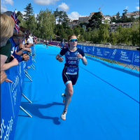 Rosie competing at the European Duathlon Champs in Portugal